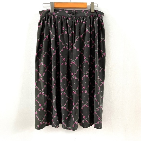 Vintage 80s 90s Ungaro Ter Skirt Floral Vines Flowy Swishy Emanuel Ungaro Spring - Picture 4 of 5